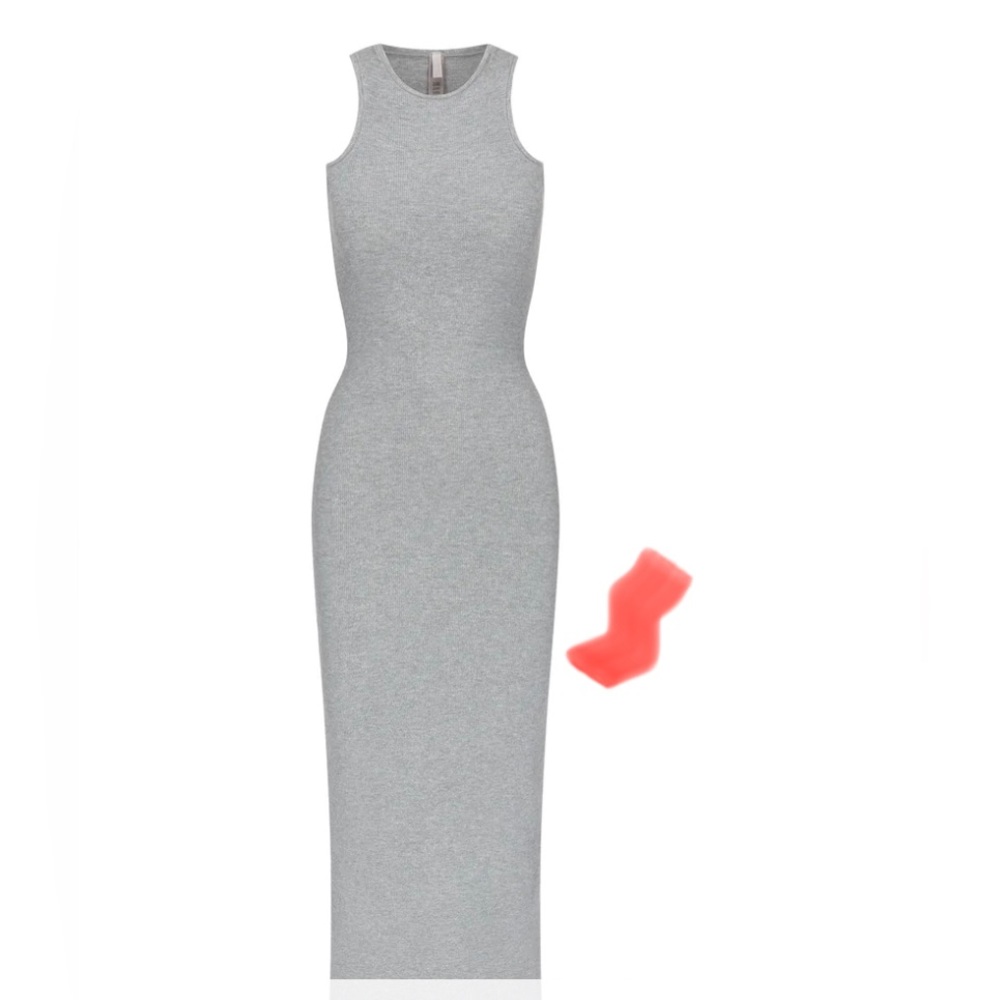 SKIMS GREY LOUNGE SHIMMER DRESS